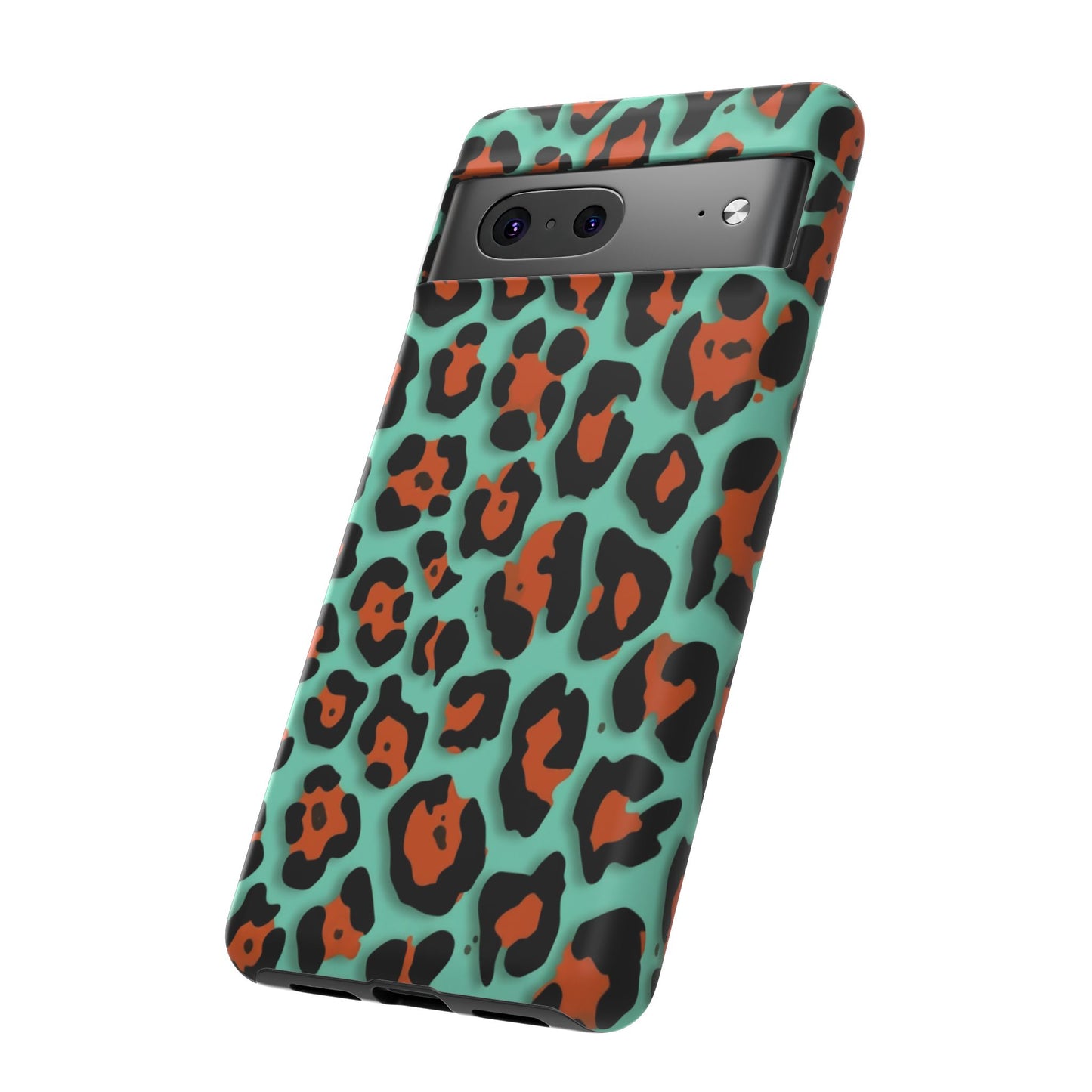 Teal & Rust Leopard Phone Case — Tough Protective Animal Print