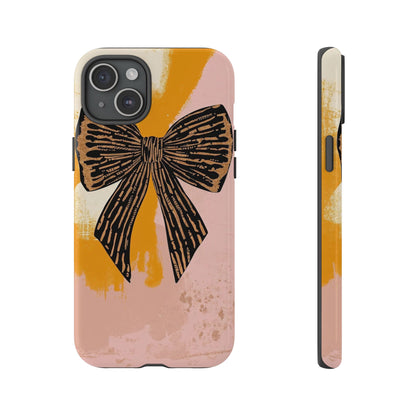 Bow Brushstroke Tough Phone Case — Pink & Mustard