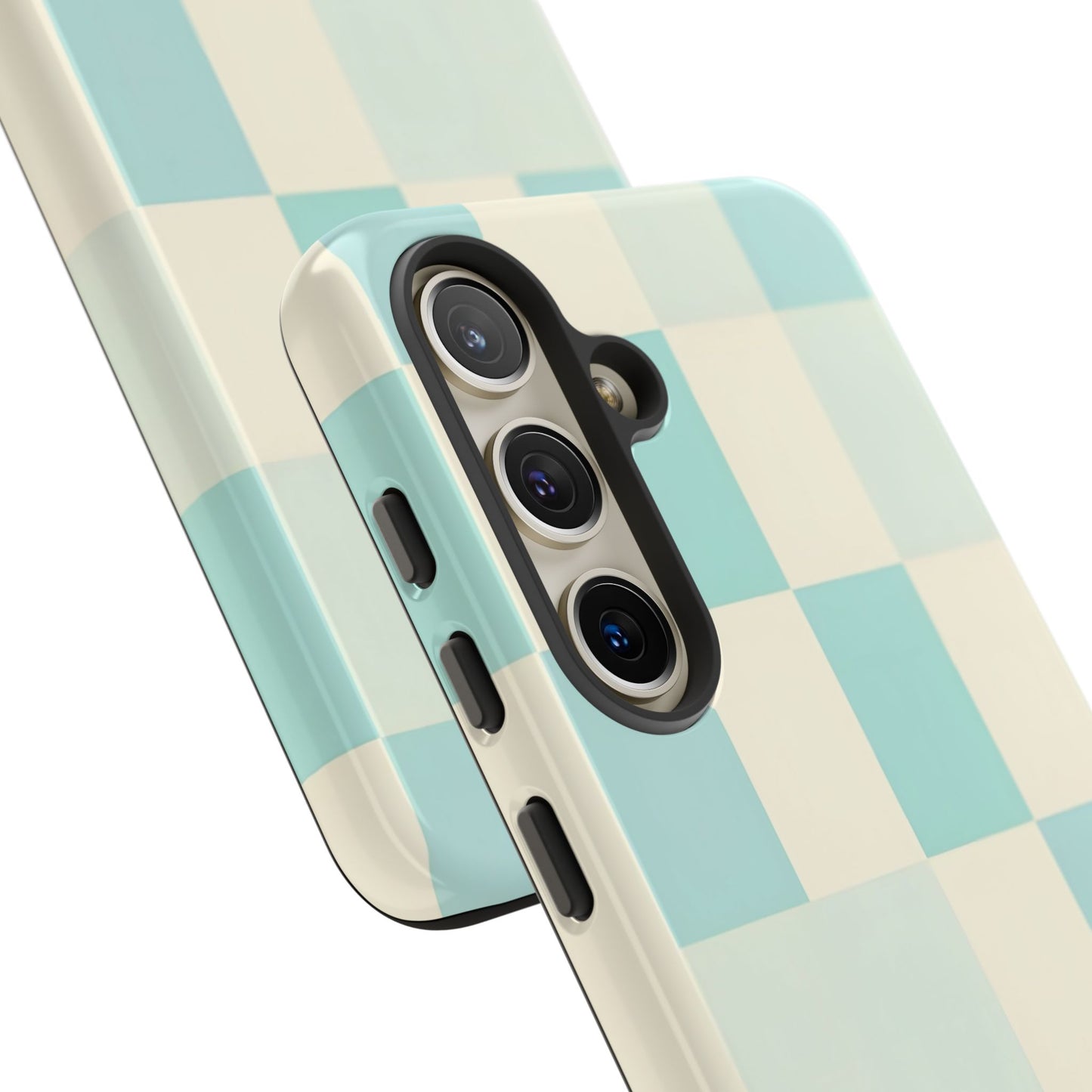 Pastel Checkerboard Tough Case – Mint & Cream Protective Phone Cover