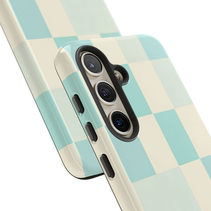Pastel Checkerboard Tough Case – Mint & Cream Protective Phone Cover