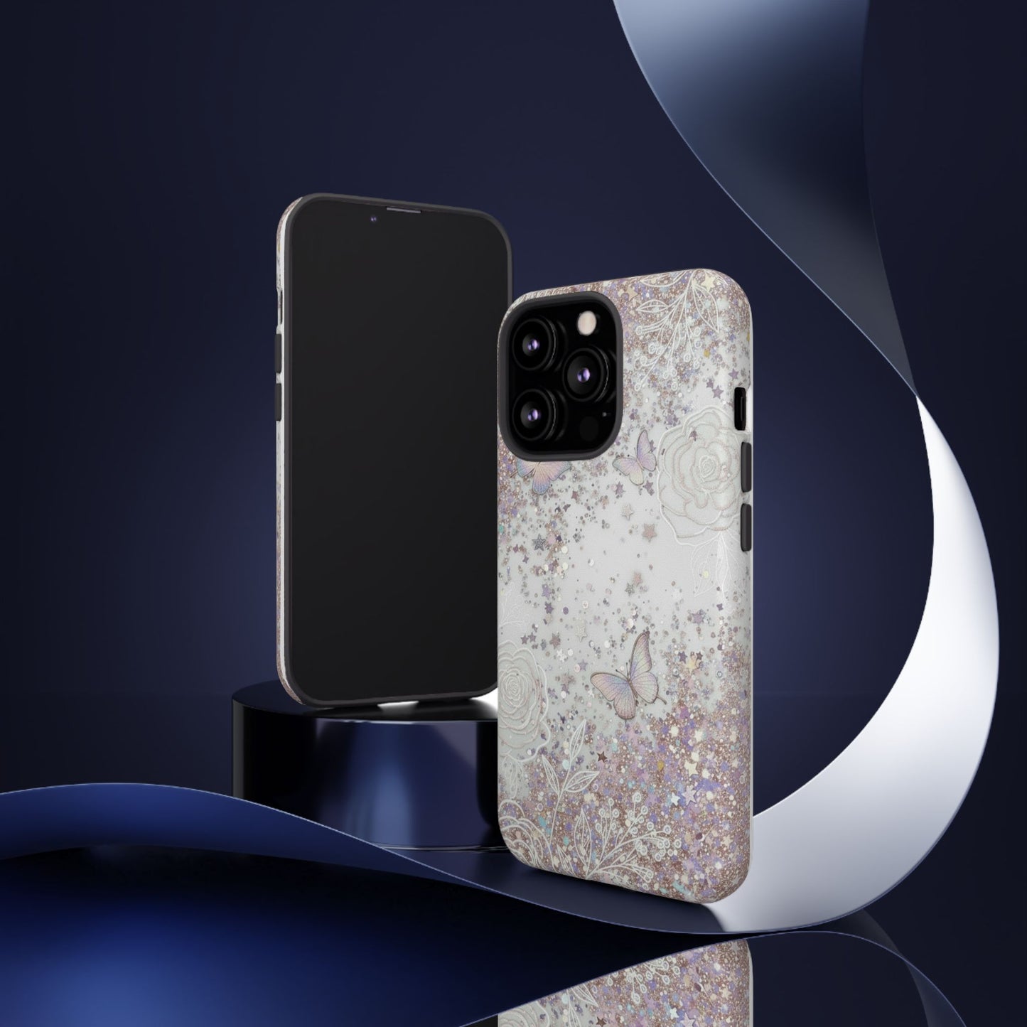 Butterfly Glitter Tough Phone Case — Floral Sparkle Protective Case
