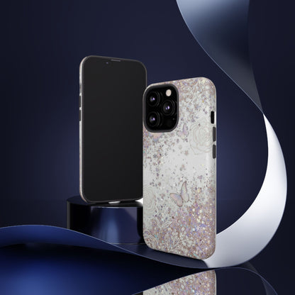 Butterfly Glitter Tough Phone Case — Floral Sparkle Protective Case