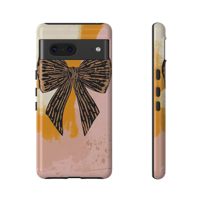 Bow Brushstroke Tough Phone Case — Pink & Mustard