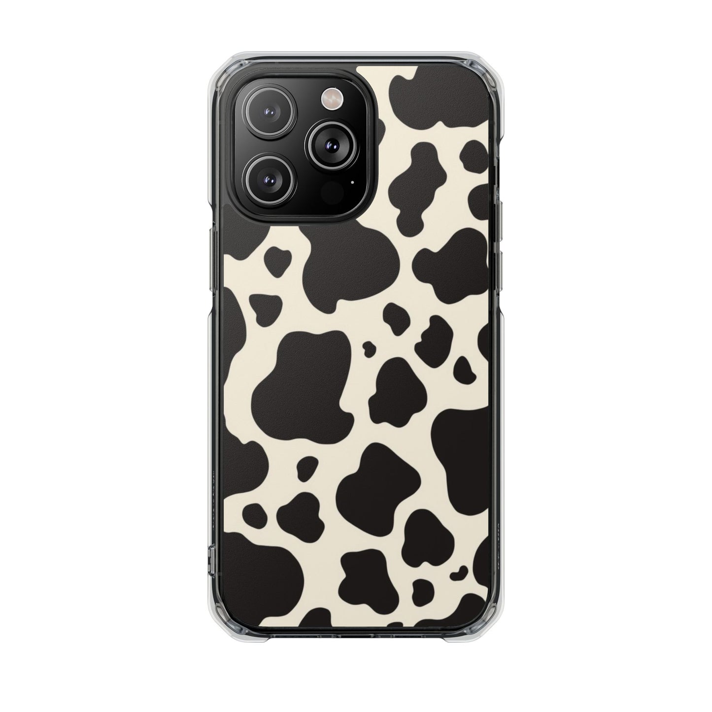 Cow Print Clear Magnetic Phone Case — Impact-Resistant iPhone Cover