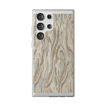 Neutral Marble Swirl Flexi Phone Case — Beige Abstract Protective Cover