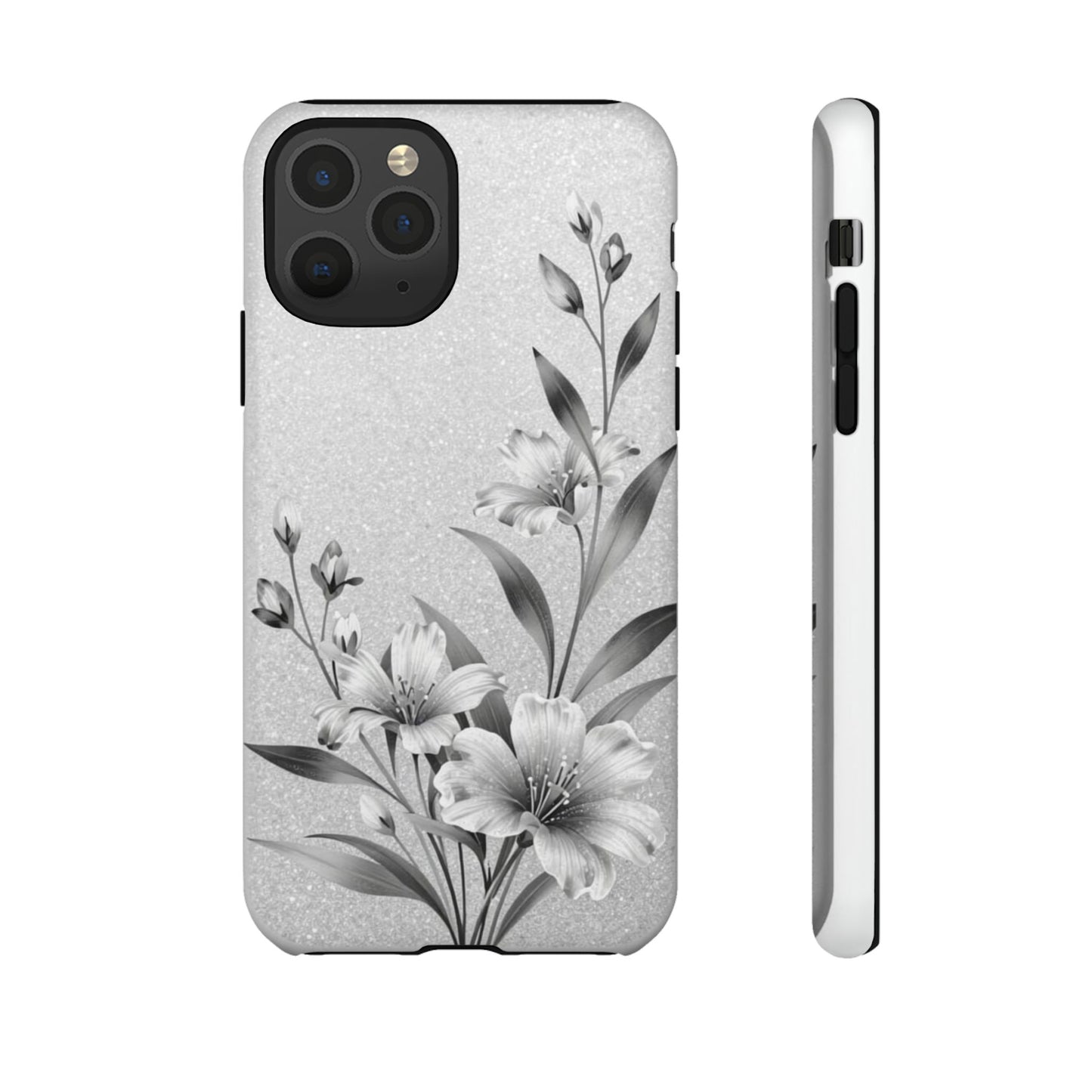 Floral Monochrome Phone Case — Elegant Black & White Lily Design