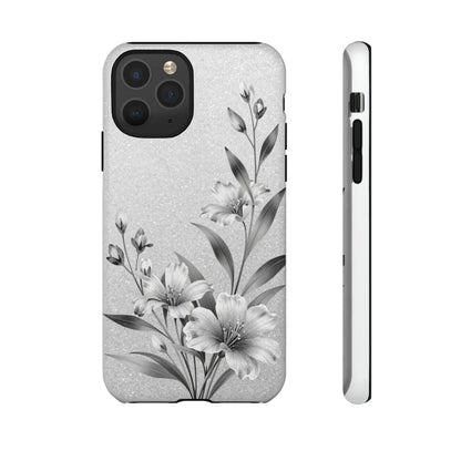 Floral Monochrome Phone Case — Elegant Black & White Lily Design