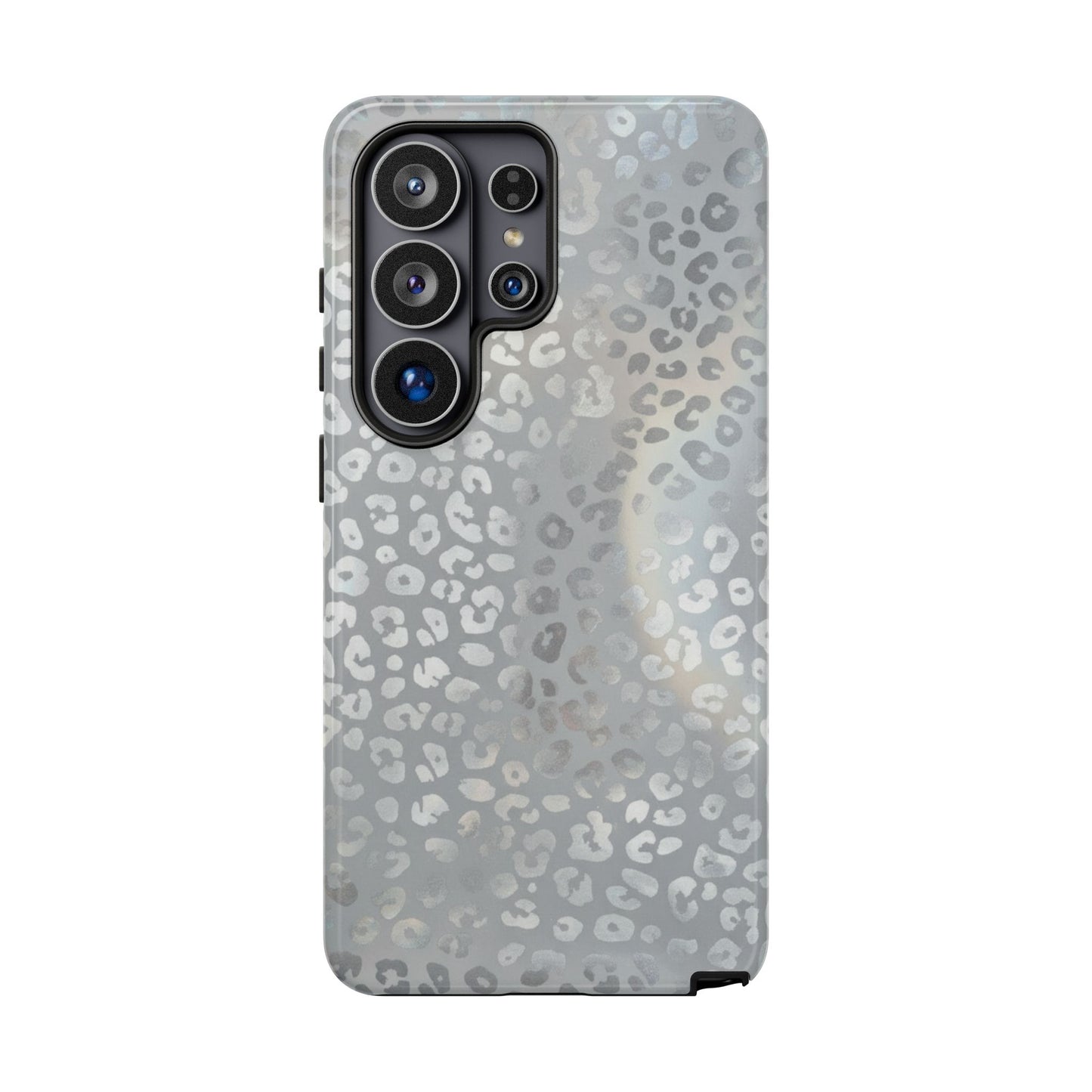 Grey Leopard Print Tough Phone Case — Durable Protective iPhone Cover