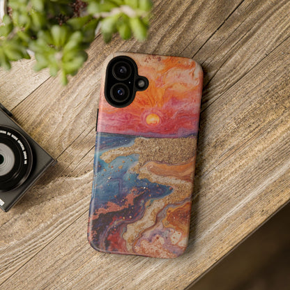 Sunset Coast Phone Case — Colorful Abstract Beach Art Tough Case