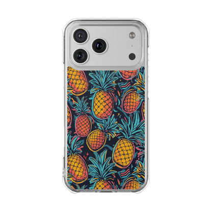 Pineapple Clear Magnetic Impact Phone Case — Tropical Pattern, Protective Clear Cover