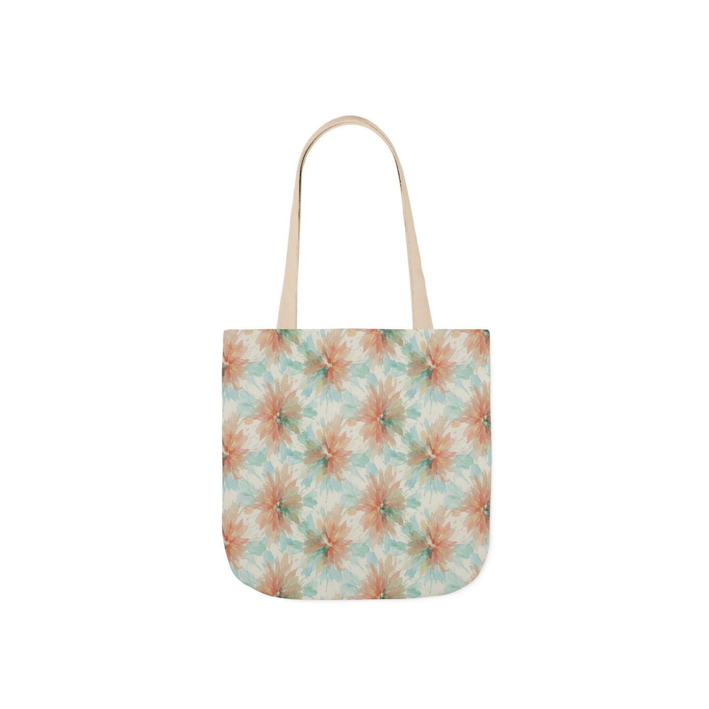 Tie-Dye Floral Canvas Tote Bag — Boho Pastel Market Tote