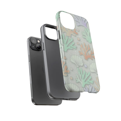 Pastel Coral Reef Tough Phone Case – Sea Shell & Coral Pattern Durable Protector
