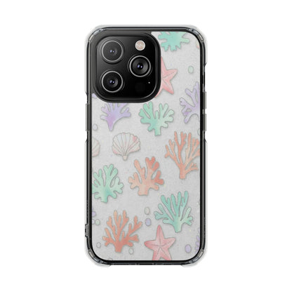 Clear Magnetic Phone Case — Pastel Sea Shell & Starfish Design