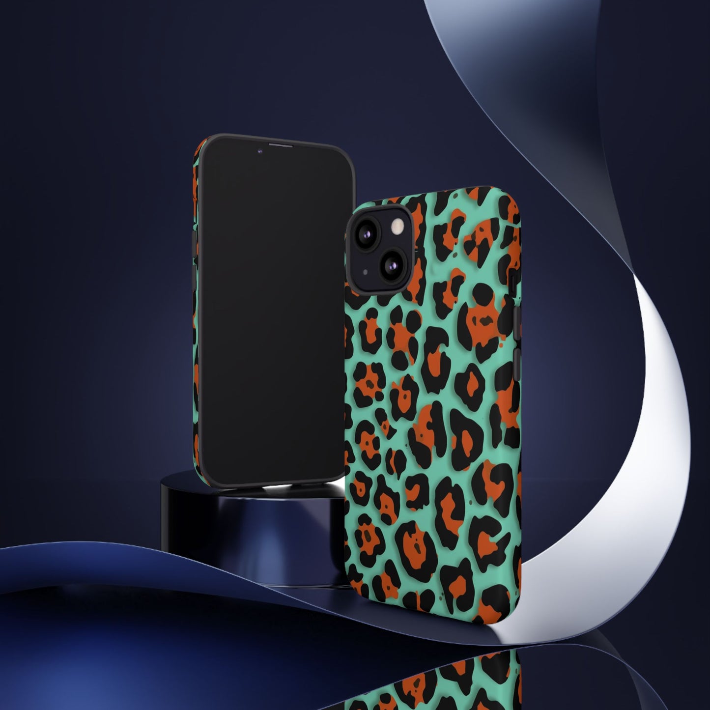 Teal & Rust Leopard Phone Case — Tough Protective Animal Print