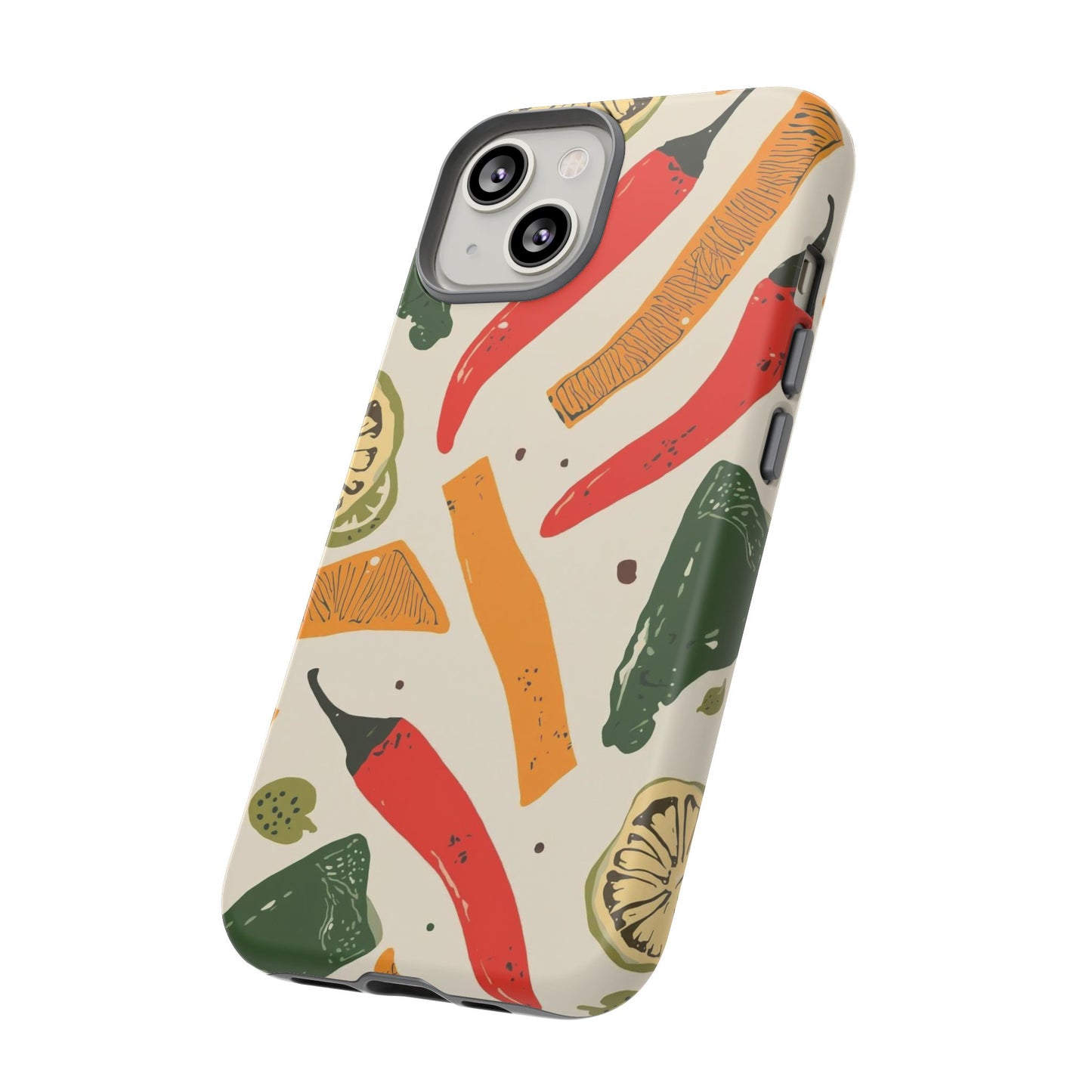 Spicy Peppers Phone Case – Colorful Chili, Lime & Citrus Pattern
