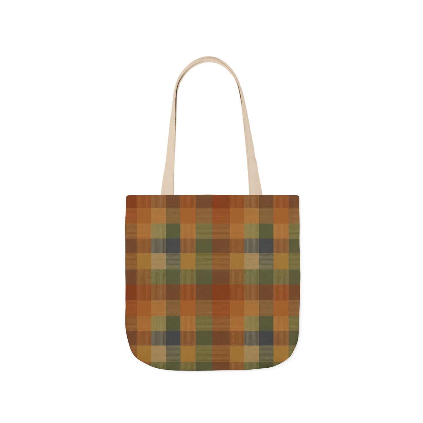Autumn Plaid Canvas Tote Bag — Rustic Fall Market Bag