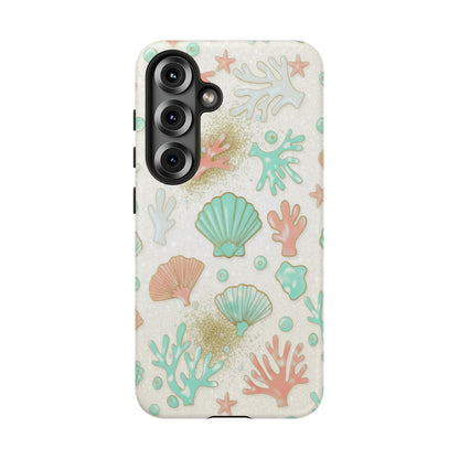 Seashell Coral Phone Case — Pastel Beach Shells Protective Tough Case