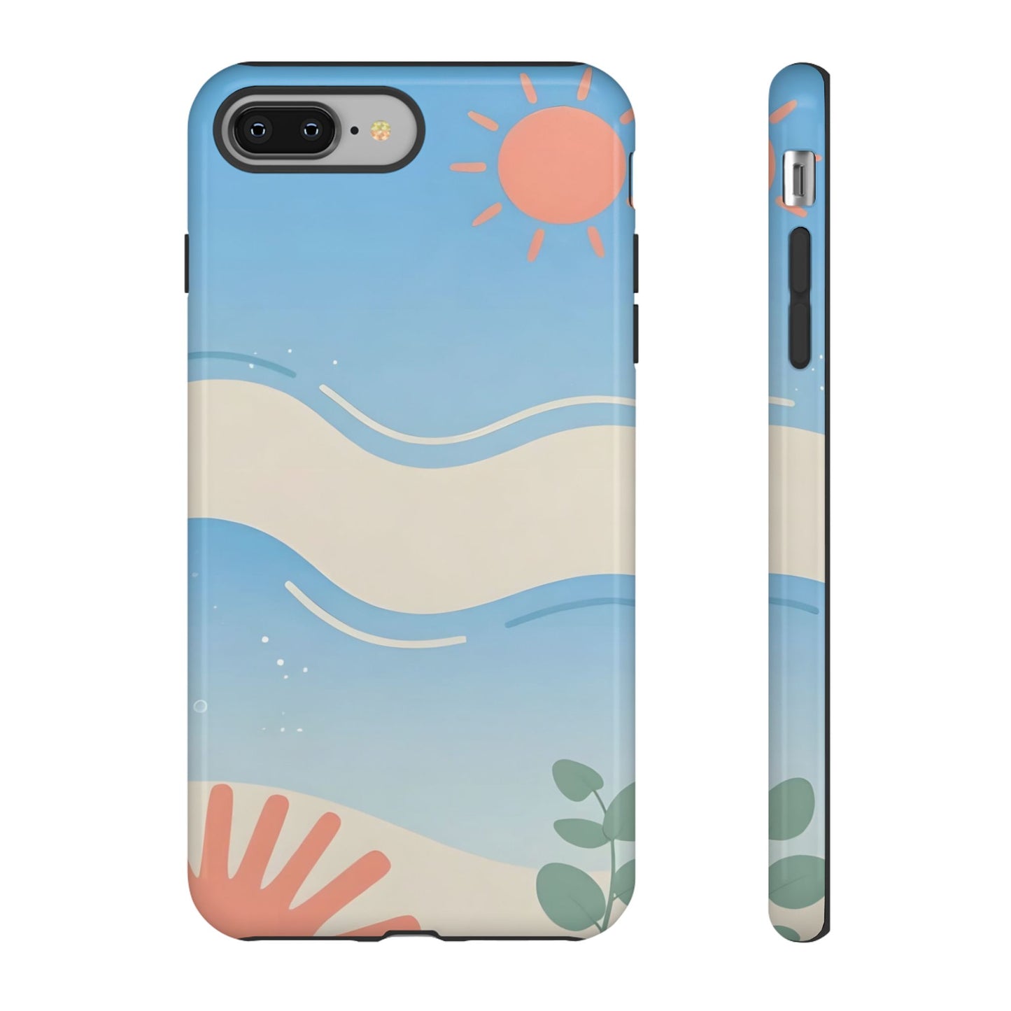 Beach Waves Tough Phone Case — Summer Sun & Seashell Protective Cover