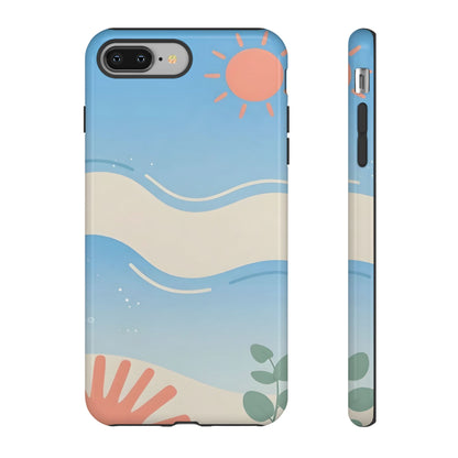 Beach Waves Tough Phone Case — Summer Sun & Seashell Protective Cover