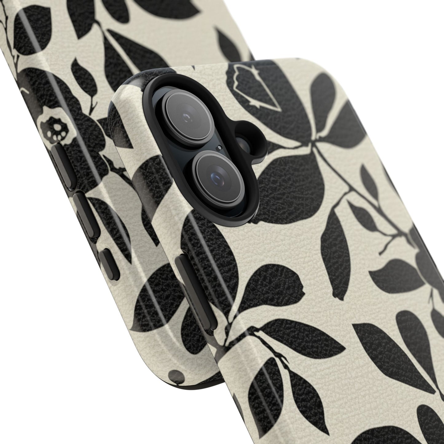 Tough Phone Case — Black Floral Silhouette Protective Cover