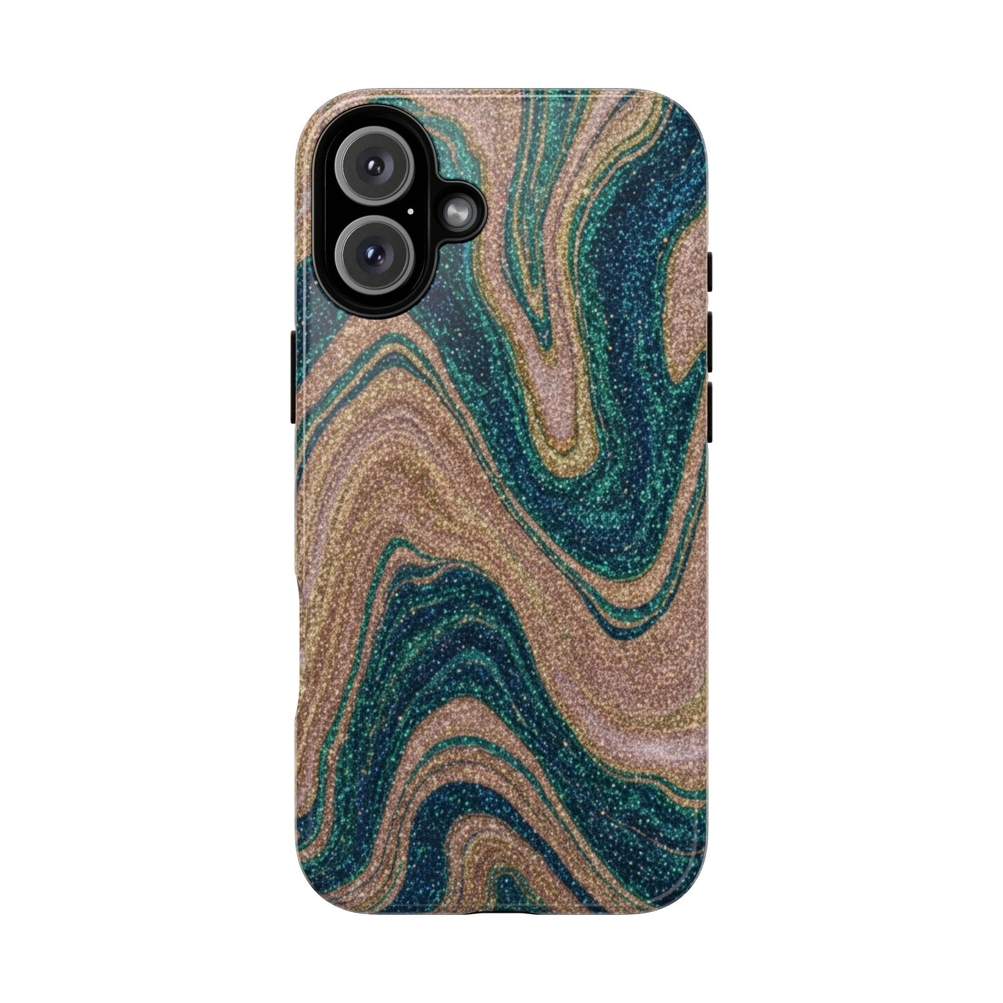 Marbled Teal & Gold Phone Case — Glitter Swirl Tough Case