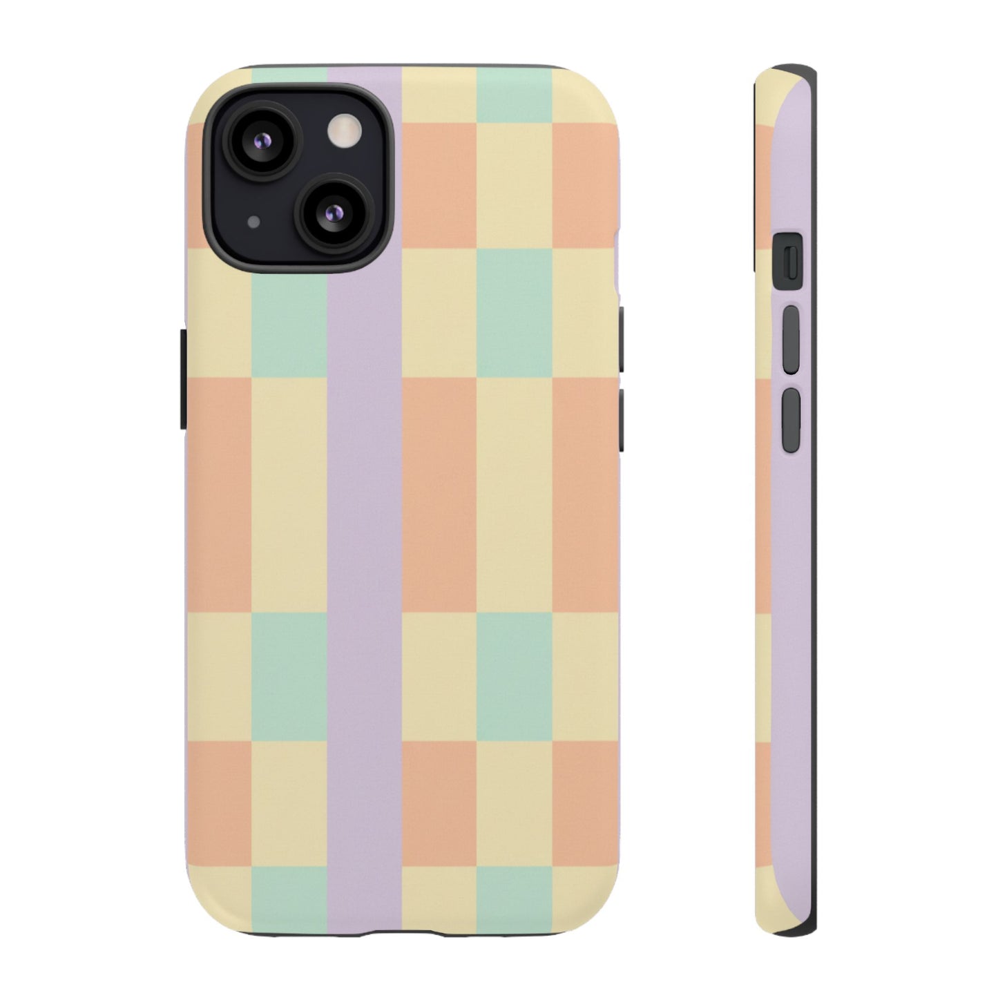Pastel Checkered Phone Case — Retro Stripe Tough Case