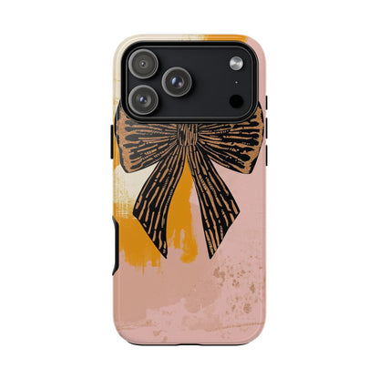 Bow Brushstroke Tough Phone Case — Pink & Mustard