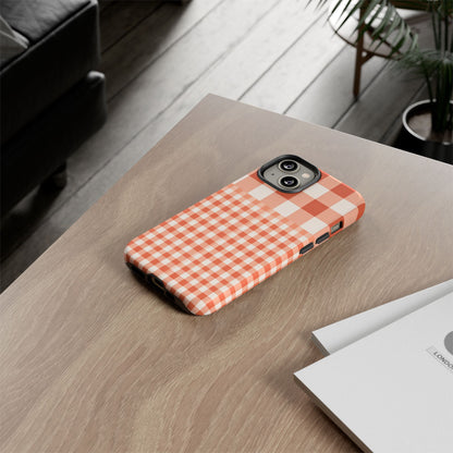 Buffalo Check Tough Phone Case — Orange Gingham Protective Cover