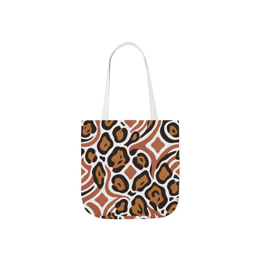 Leopard Geo Canvas Tote Bag — Brown Animal Print Reusable Shopper