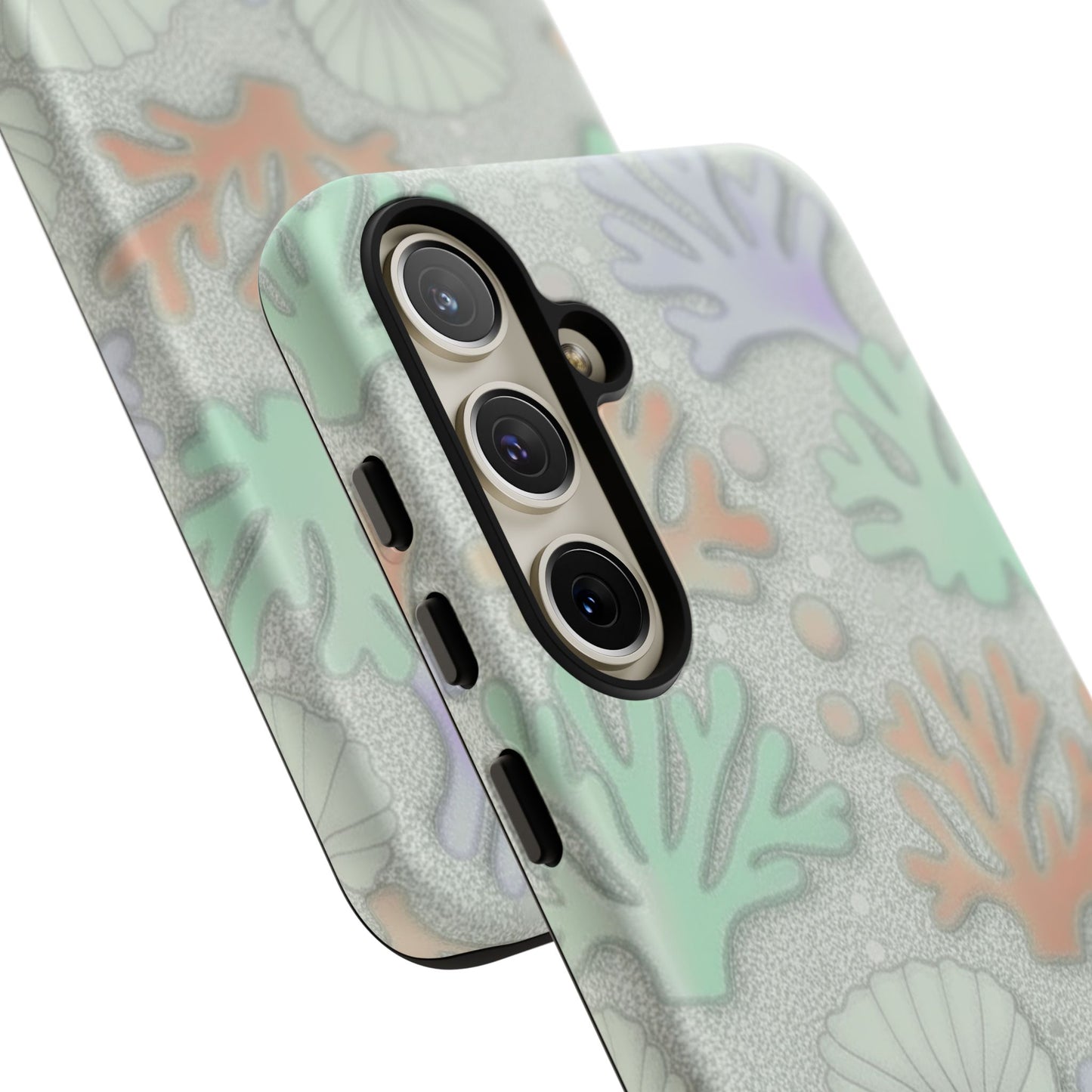 Pastel Coral Reef Tough Phone Case – Sea Shell & Coral Pattern Durable Protector