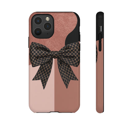 Bow Stripe Tough Phone Case – Pink Mauve Protective Cover