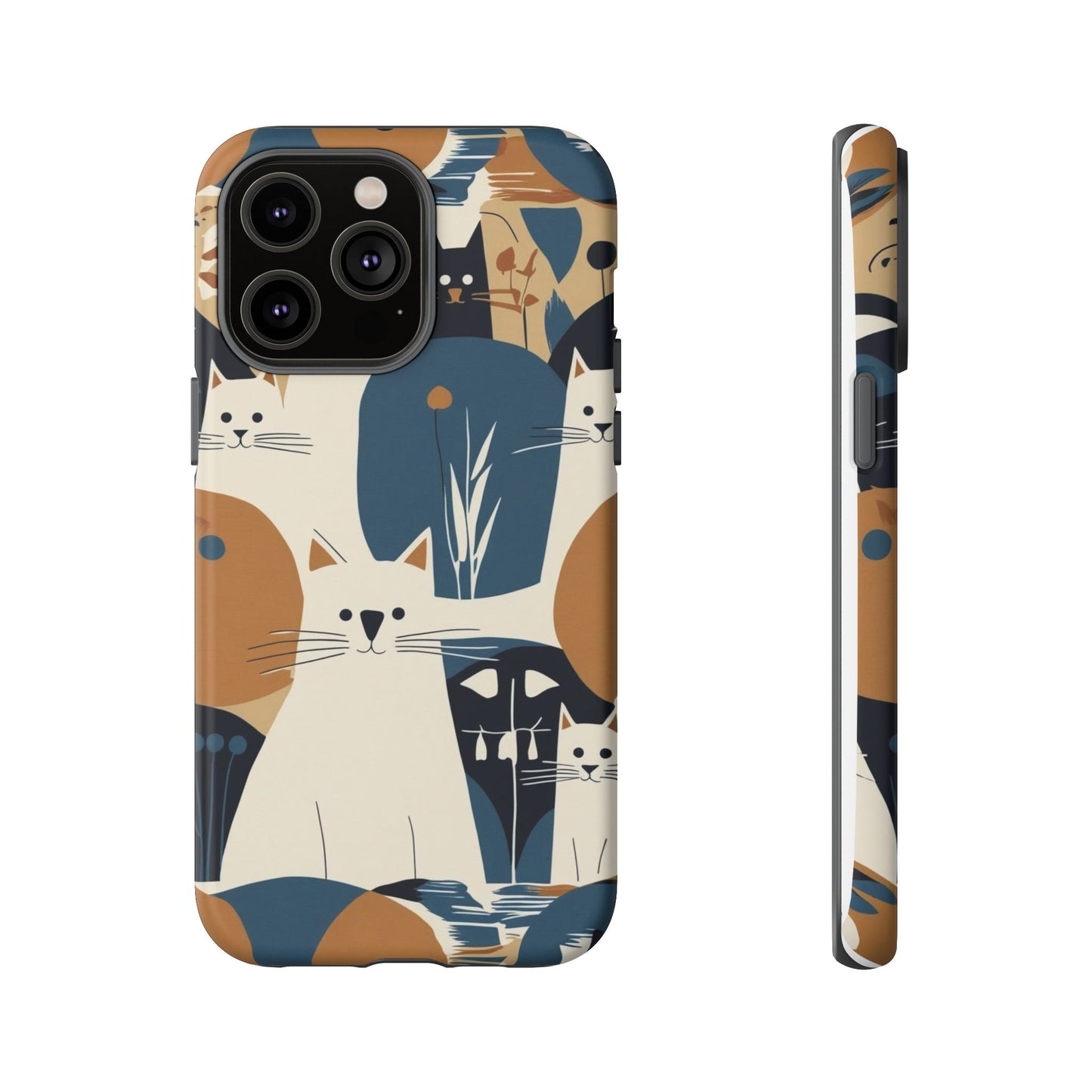 Cat Pattern Phone Case – Retro Abstract Cats Protective iPhone Cover