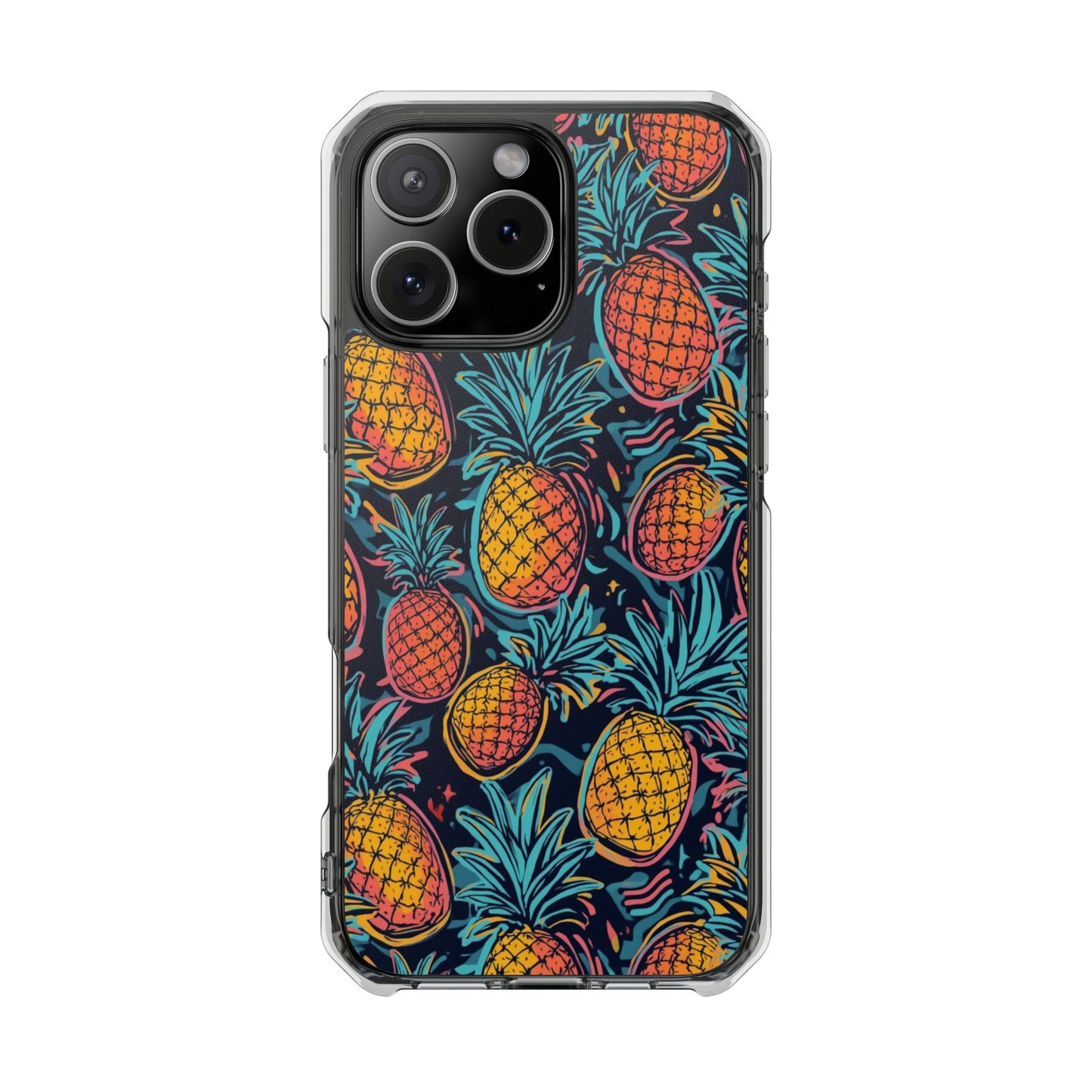 Pineapple Clear Magnetic Impact Phone Case — Tropical Pattern, Protective Clear Cover