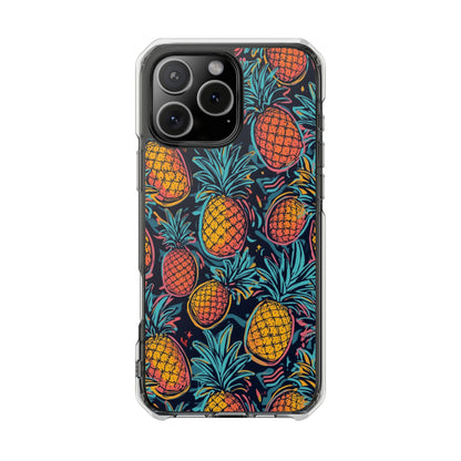 Pineapple Clear Magnetic Impact Phone Case — Tropical Pattern, Protective Clear Cover