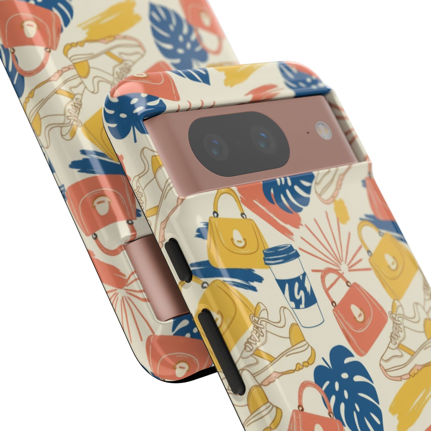 Tough Cases: Retro Summer Pattern Phone Case – Sunglasses, Sneakers & Tropical Leaves