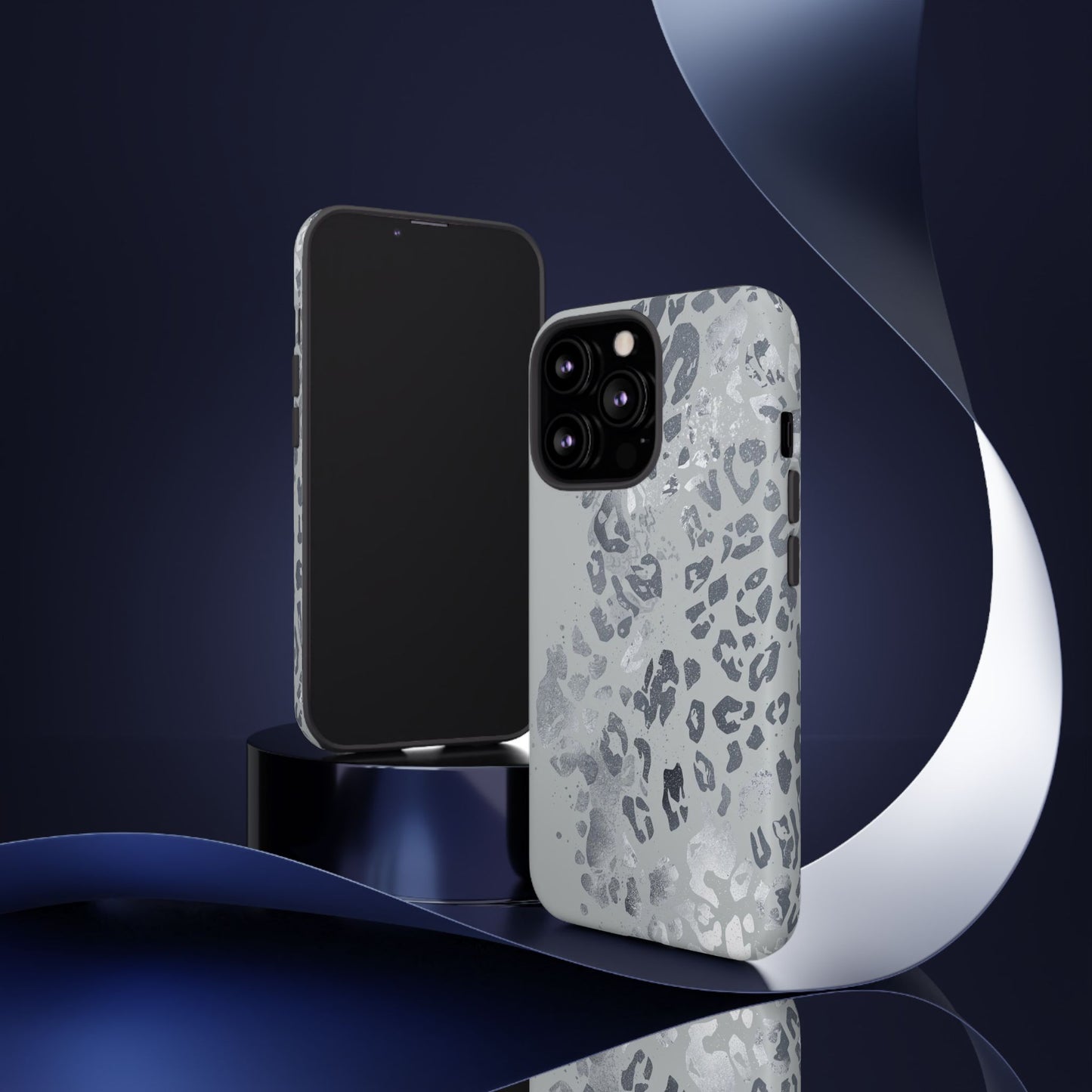 Gray Leopard Print Tough Phone Case