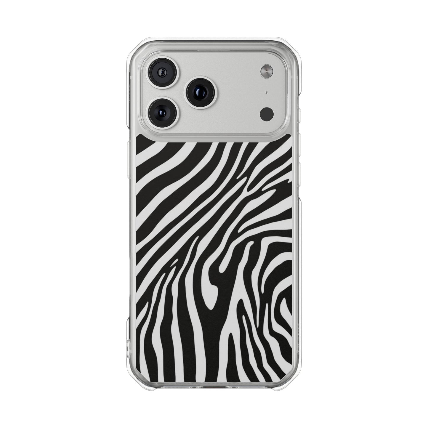 Zebra Print Clear Magnetic Phone Case — Impact-Resistant iPhone Cover