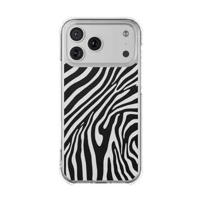 Zebra Print Clear Magnetic Phone Case — Impact-Resistant iPhone Cover