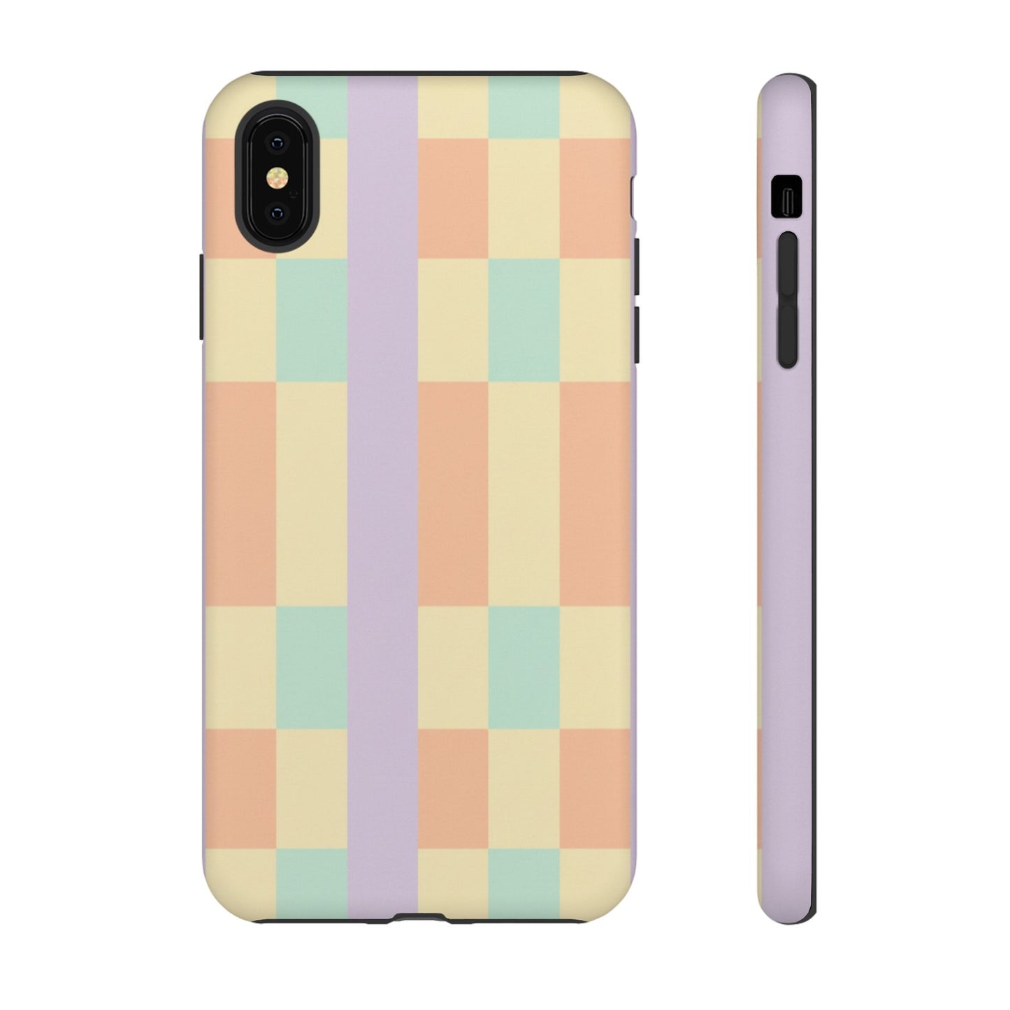 Pastel Checkered Phone Case — Retro Stripe Tough Case