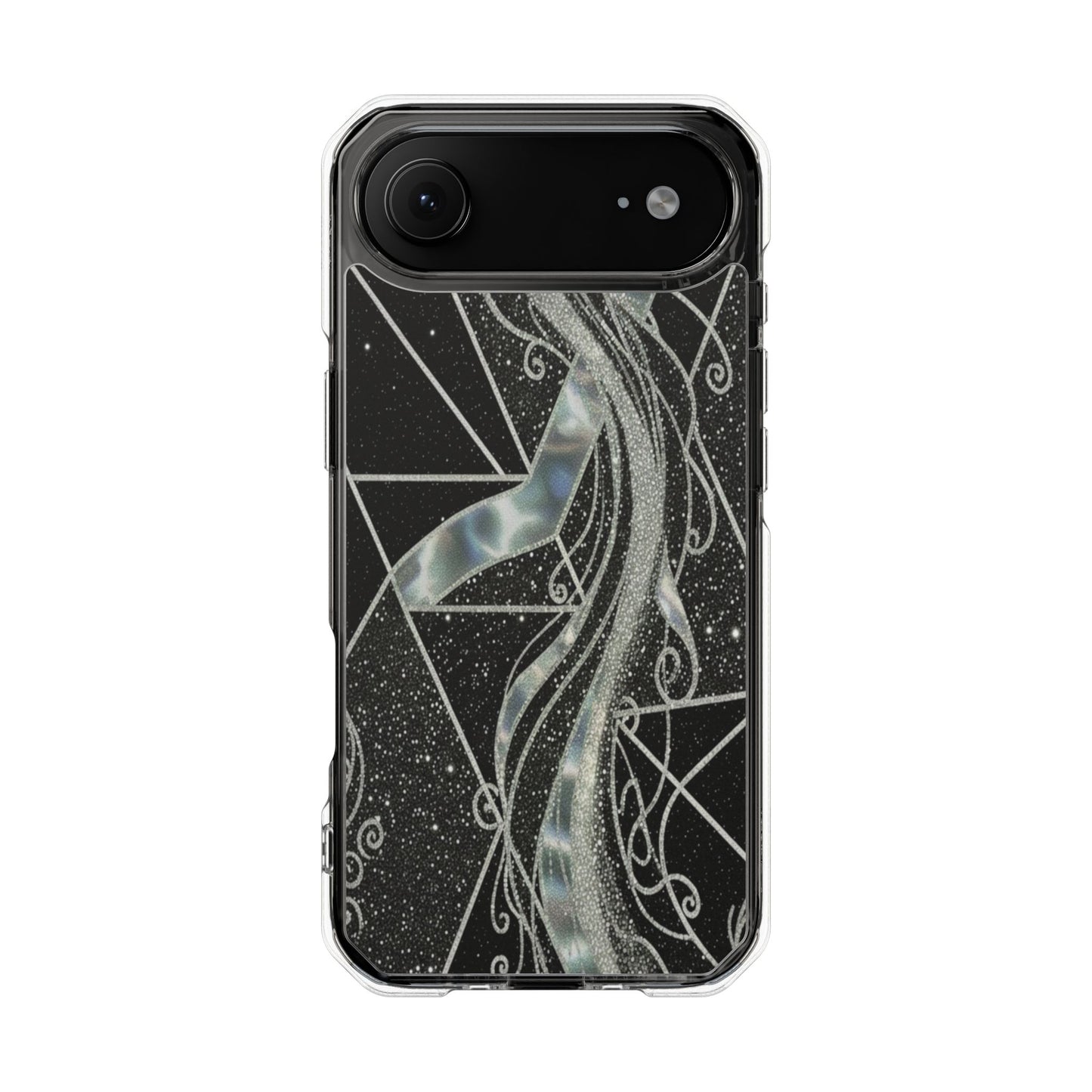Clear Magnetic Impact Phone Case — Iridescent Geometric Design