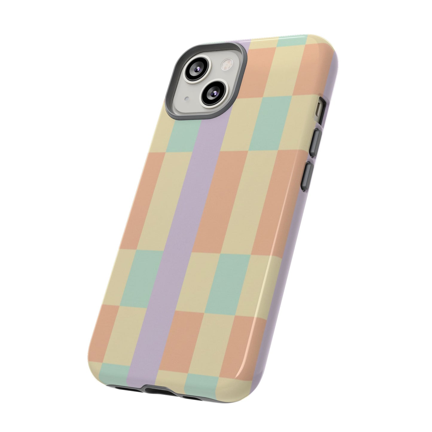 Pastel Checkered Phone Case — Retro Stripe Tough Case