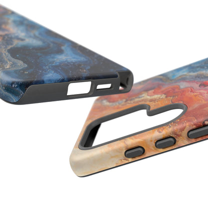 Marbled Galaxy Tough Phone Case — Abstract Blue & Coral Protective Cover