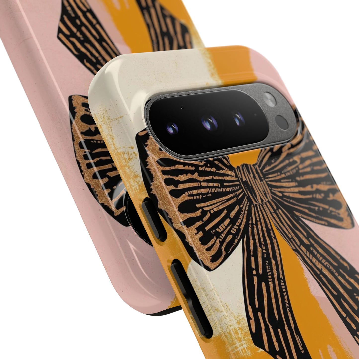 Bow Brushstroke Tough Phone Case — Pink & Mustard