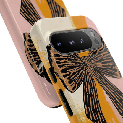 Bow Brushstroke Tough Phone Case — Pink & Mustard