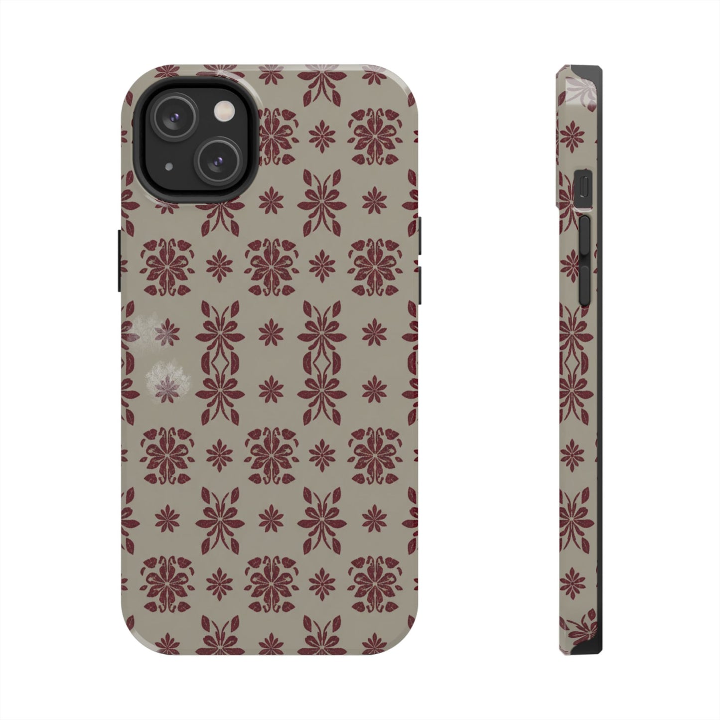 Tough Phone Case — Vintage Red Floral Pattern Protective Cover