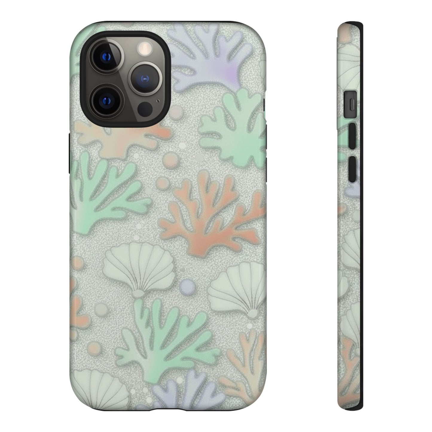Pastel Coral Reef Tough Phone Case – Sea Shell & Coral Pattern Durable Protector