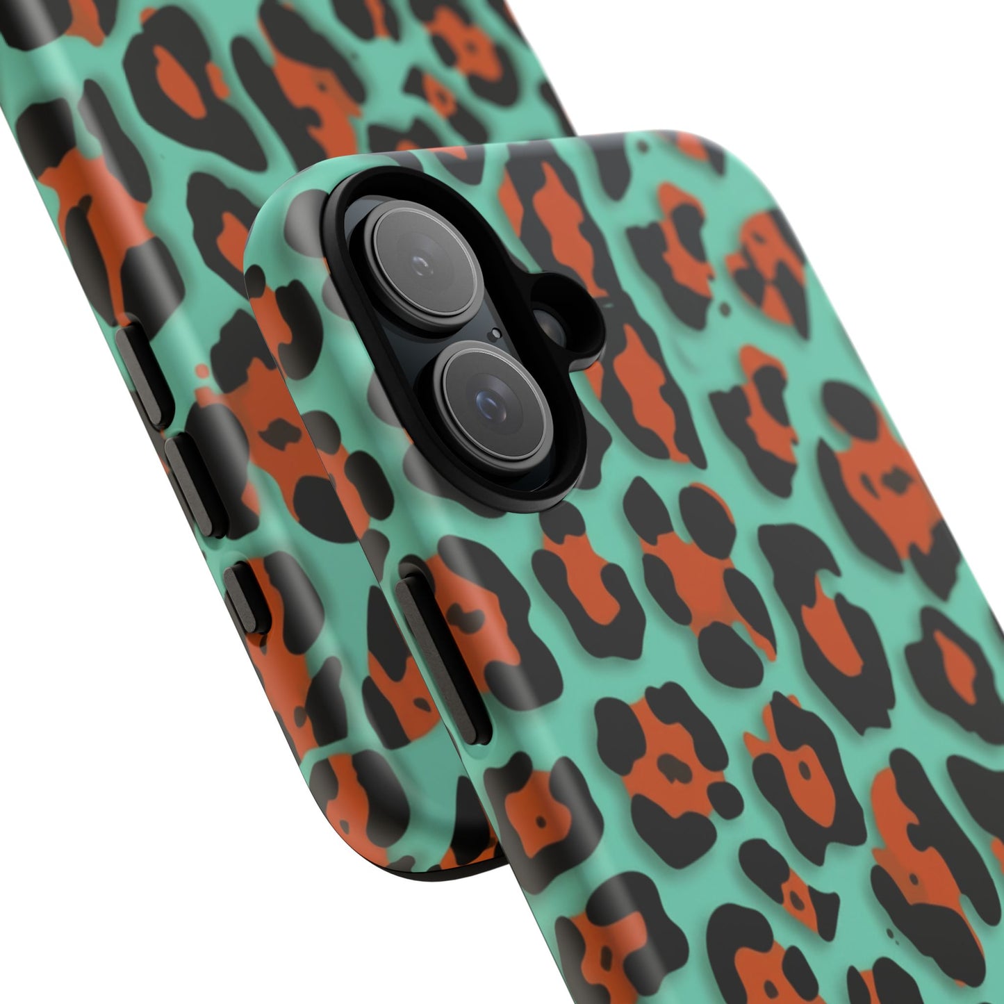 Teal & Rust Leopard Phone Case — Tough Protective Animal Print