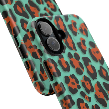 Teal & Rust Leopard Phone Case — Tough Protective Animal Print