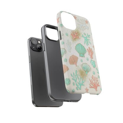 Seashell Coral Phone Case — Pastel Beach Shells Protective Tough Case