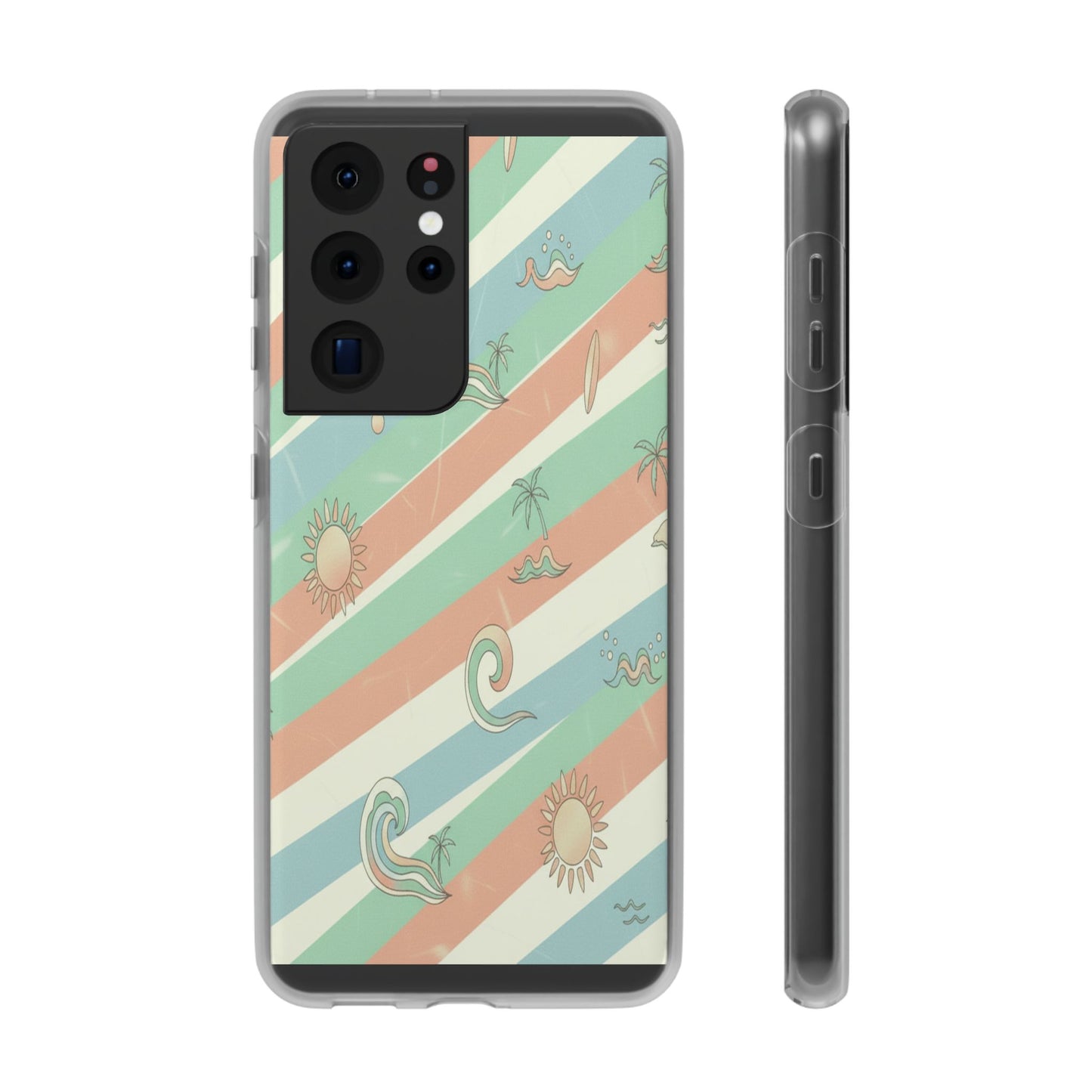 Beach Vibes Phone Case — Retro Pastel Surf & Palm Protective Flexi Case